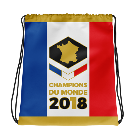 Champions Du Monde Tricolor Map Drawstring Bag